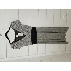 NWT Max Studio large black & white print asymmetrical midi dress